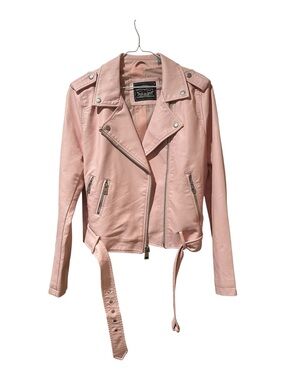 Levi's Light Pink Faux Leather Moto Jacket with Belt